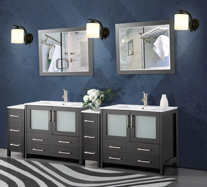 96 in. Double Sink Modern Bathroom Vanity Compact Set in Espresso - Decohub Home