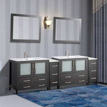 96 in. Double Sink Modern Bathroom Vanity Compact Set in Espresso - Decohub Home