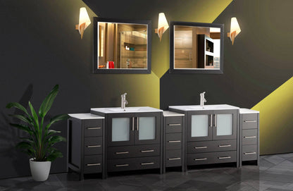 96 in. Double Sink Modern Bathroom Vanity Set in Espresso - Decohub Home