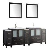 96 in. Double Sink Modern Bathroom Vanity Set in Espresso - Decohub Home
