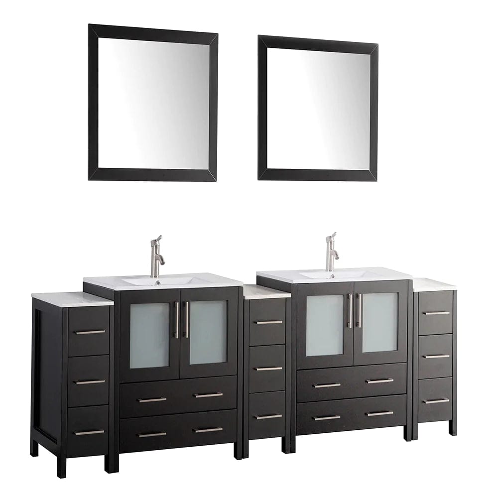 96 in. Double Sink Modern Bathroom Vanity Set in Espresso - Decohub Home