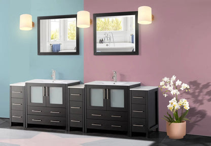 96 in. Double Sink Modern Bathroom Vanity Set in Espresso - Decohub Home