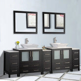 96 in. Double Sink Bathroom Vanity Combo Set in Espresso - Decohub Home
