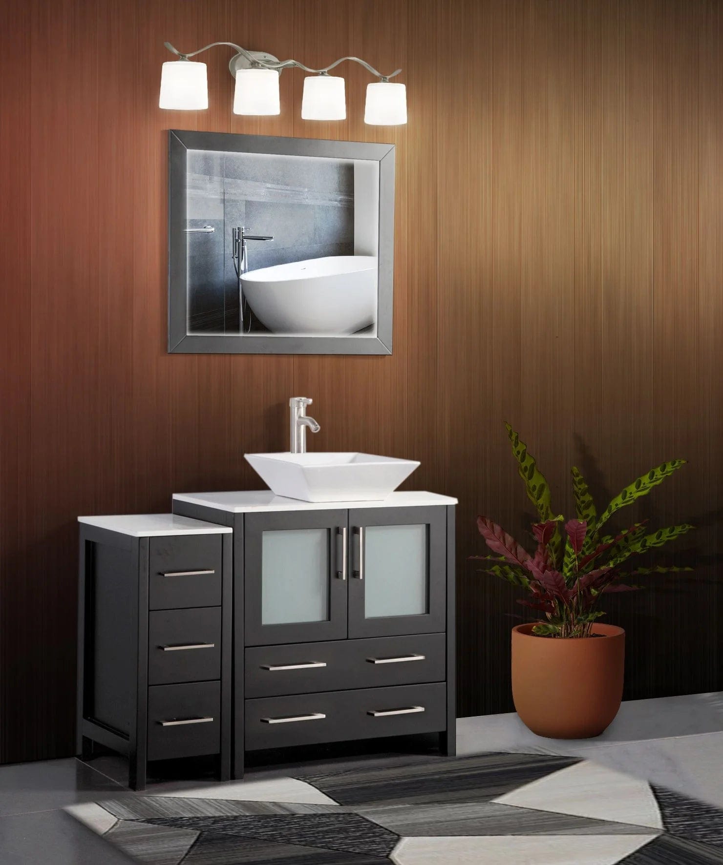 42 in. Single Sink Bathroom Vanity Combo Set in Espresso - Decohub Home