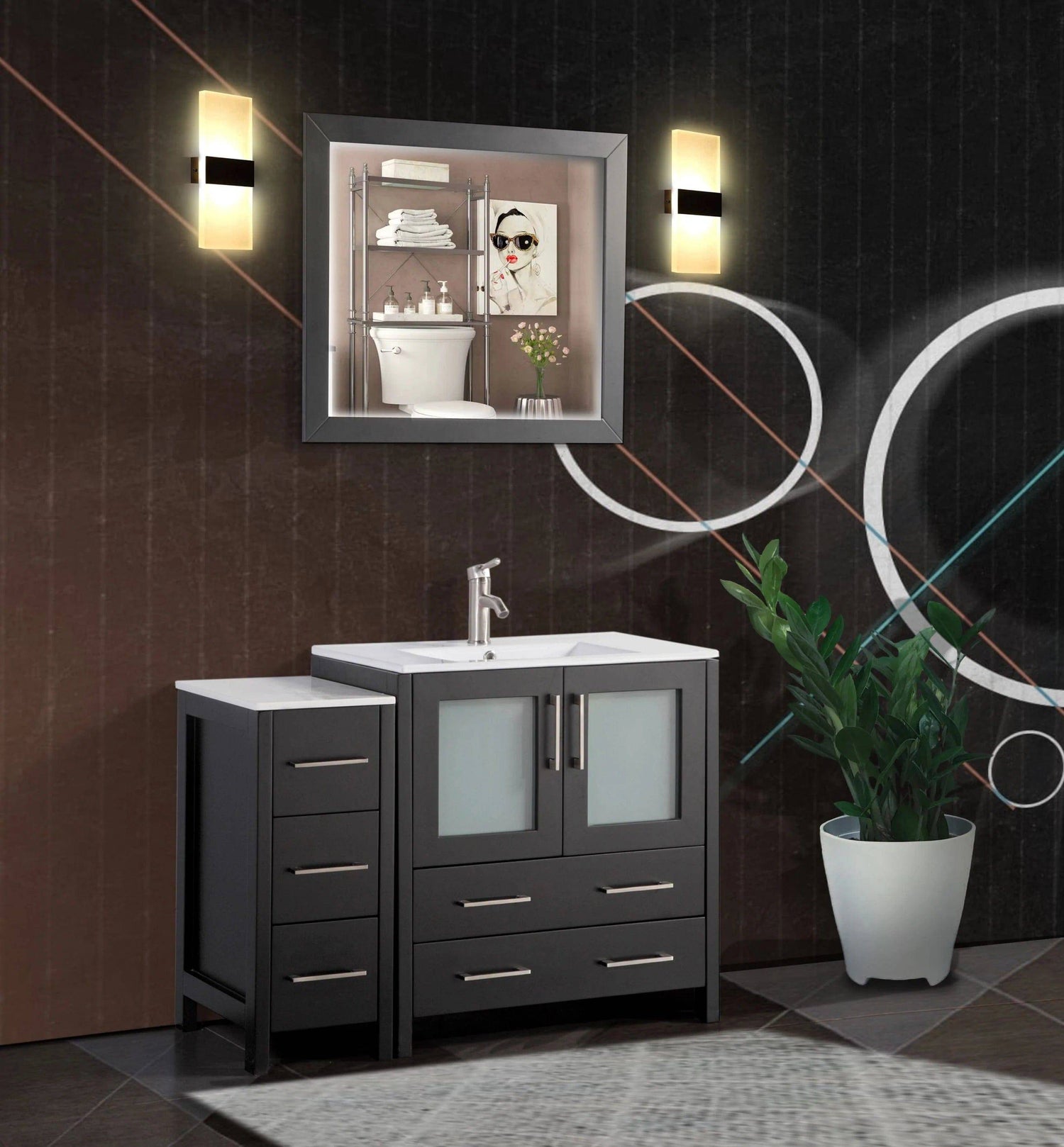 42 in. Single Sink Bathroom Vanity Set in Espresso - Decohub Home