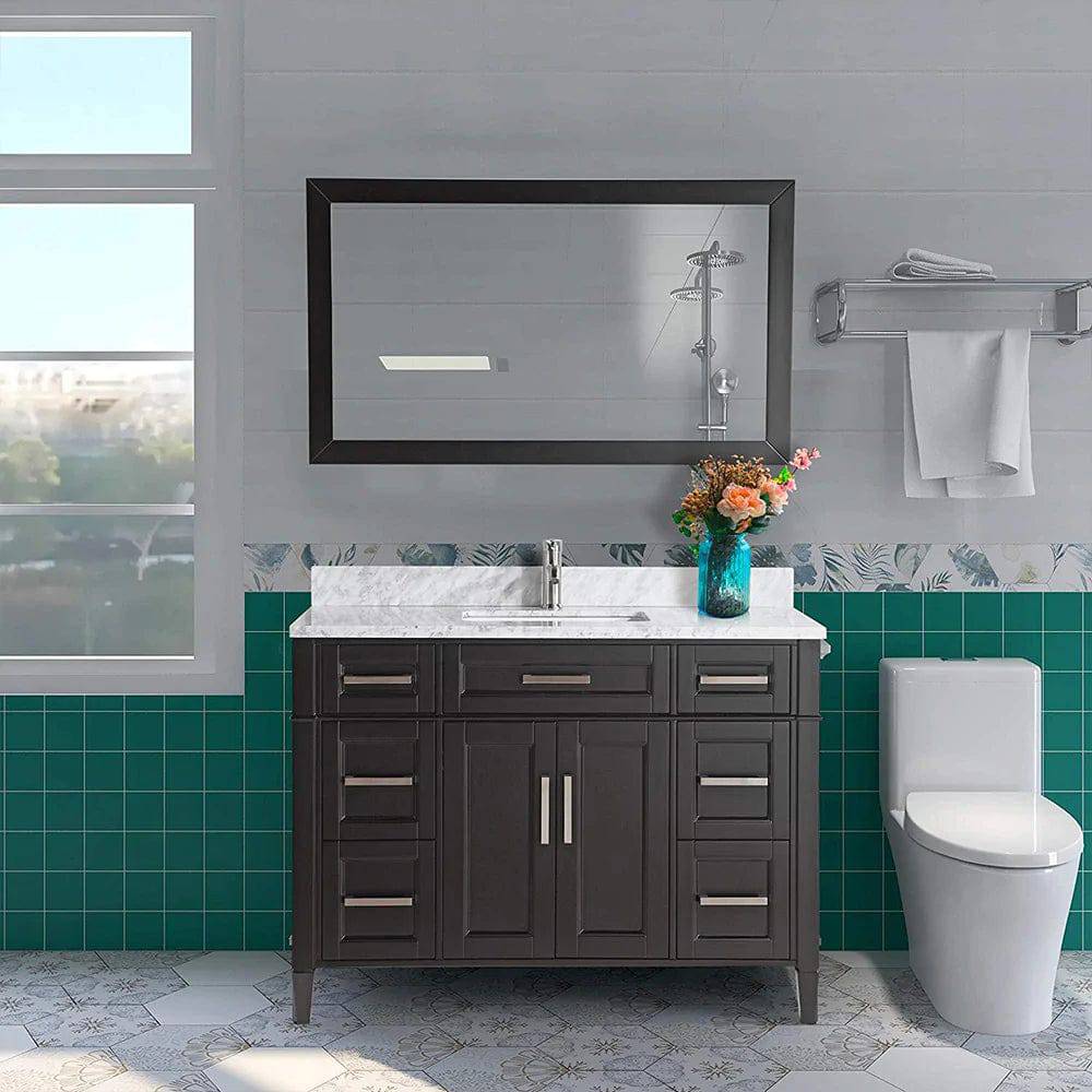 48 in. Single Sink Bathroom Vanity Set in Espresso,Carrara Marble Stone Top
