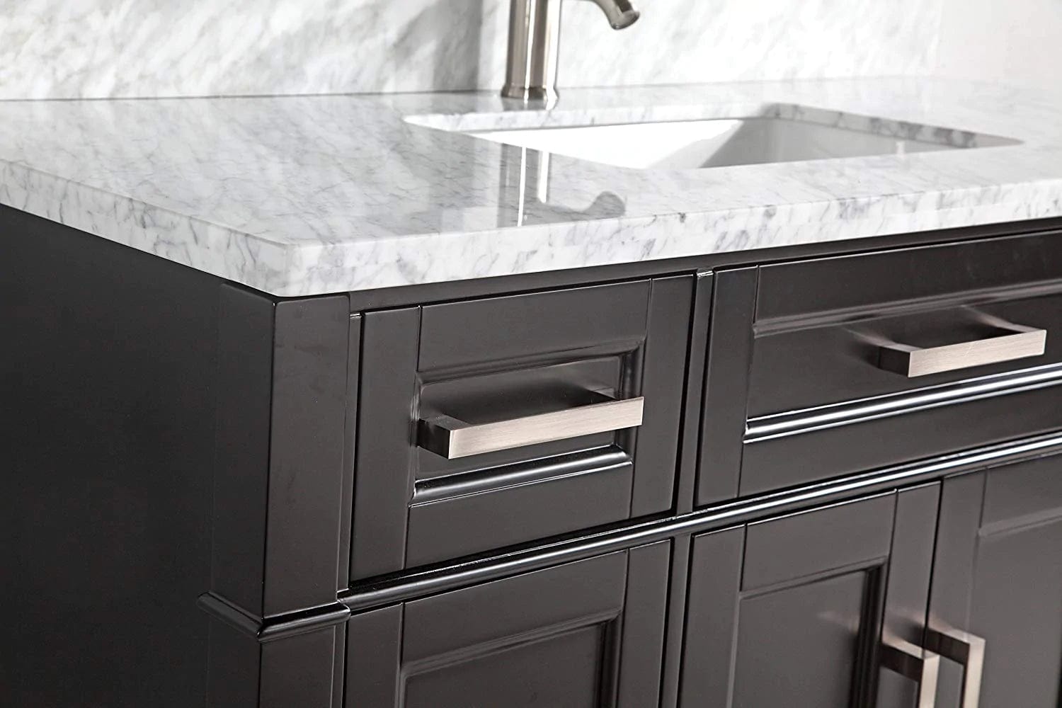48 in. Single Sink Bathroom Vanity Set in Espresso,Carrara Marble Stone Top - Decohub Home