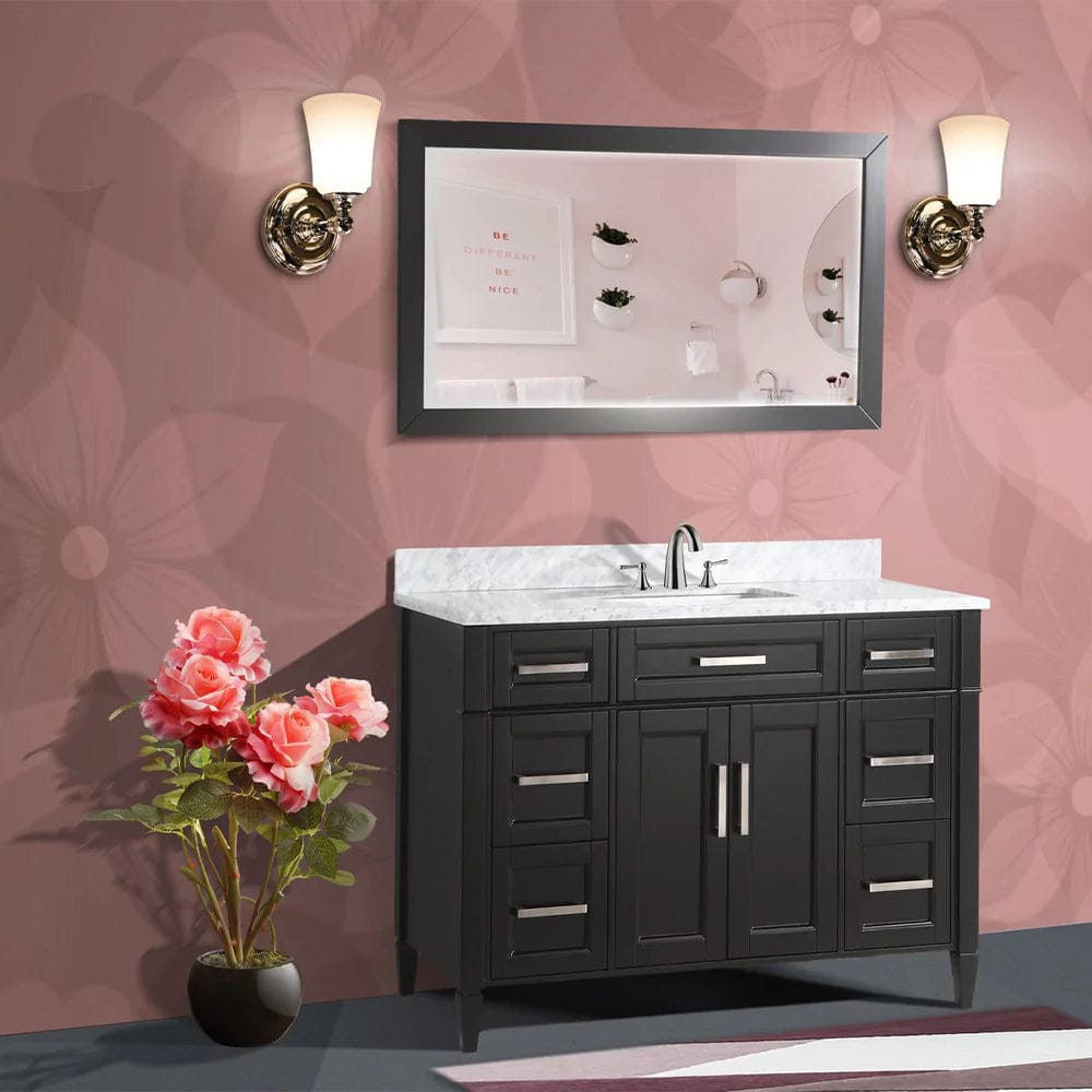 48 in. Single Sink Bathroom Vanity Set in Espresso,Carrara Marble Stone Top - Decohub Home