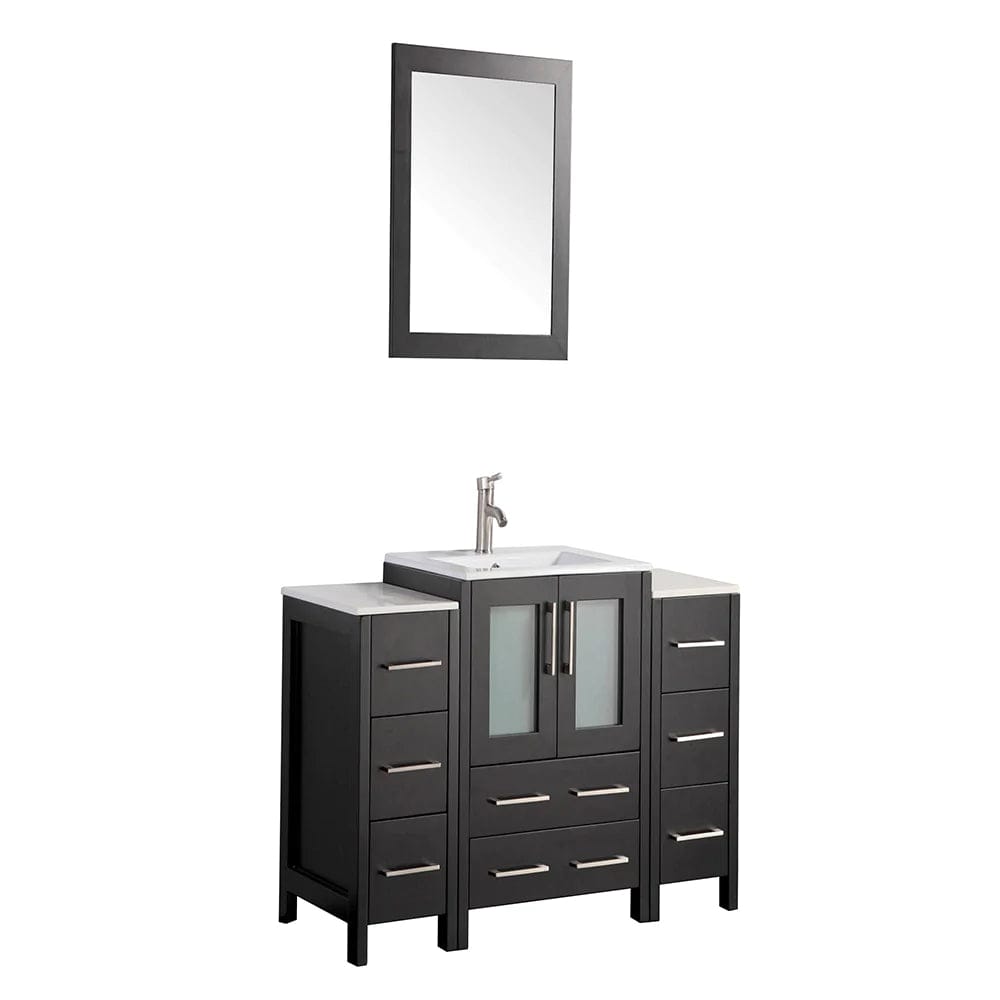 48 in. Single Sink Modern Bathroom Vanity Combo Set in Espresso - Decohub Home