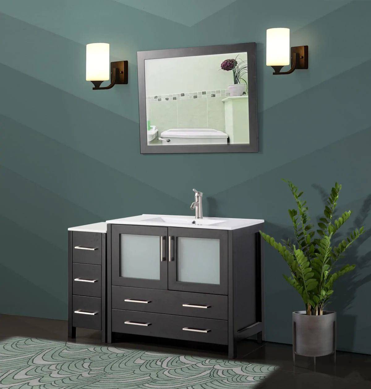 48 in. Single Sink Modern Bathroom Vanity Compact Set in Espresso - Decohub Home