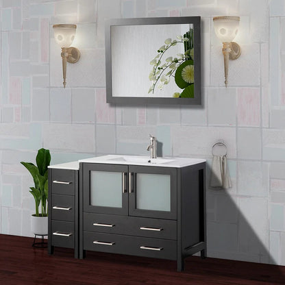 48 in. Single Sink Modern Bathroom Vanity Compact Set in Espresso - Decohub Home