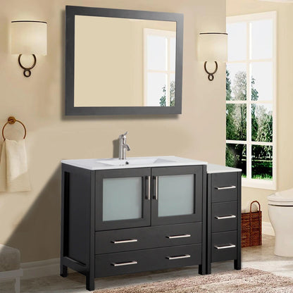 48 in. Single Sink Modern Bathroom Vanity Compact Set in Espresso - Decohub Home