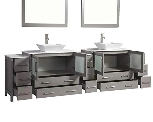 108 in. Double Sink Bathroom Vanity Combo Set in Gray - Decohub Home