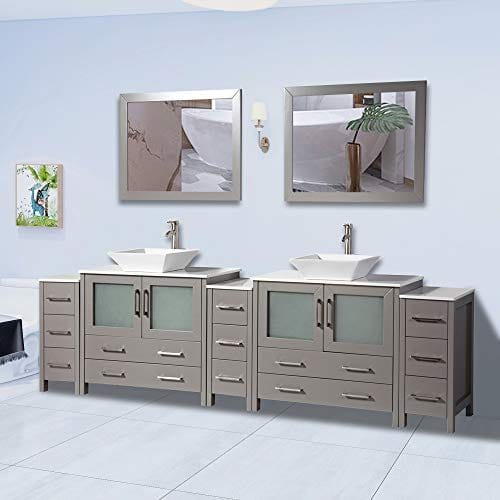108 in. Double Sink Bathroom Vanity Combo Set in Gray - Decohub Home