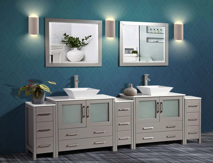 108 in. Double Sink Bathroom Vanity Combo Set in Gray