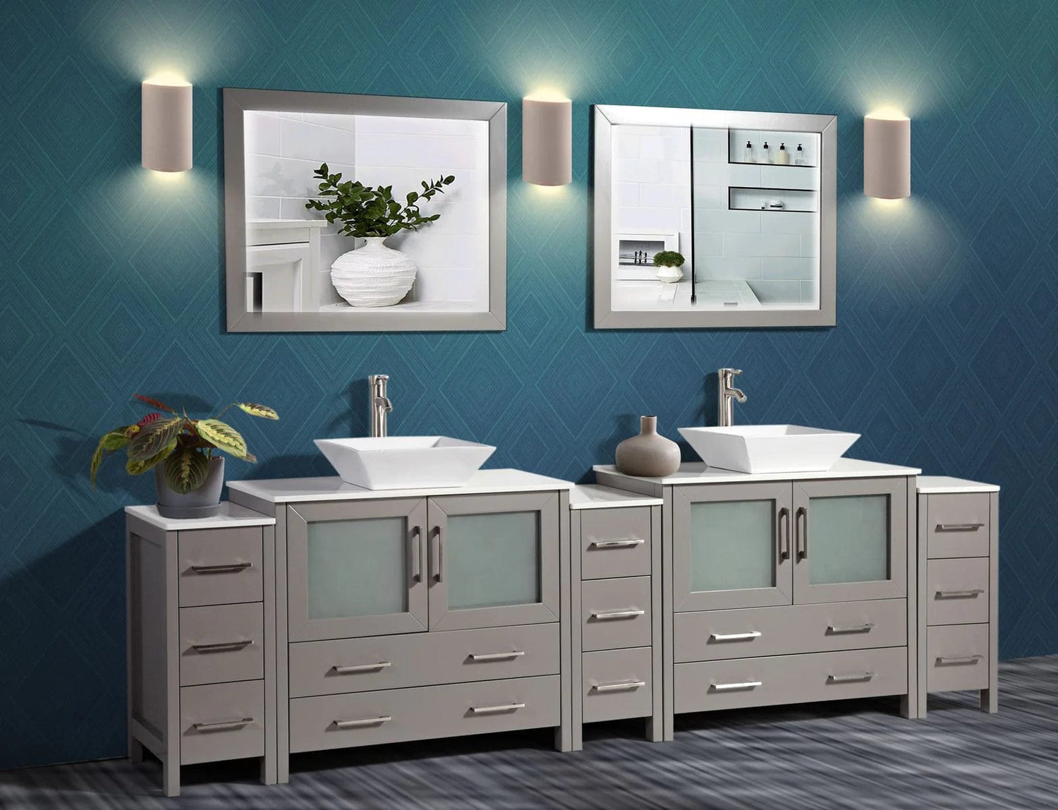 108 in. Double Sink Bathroom Vanity Combo Set in Gray - Decohub Home