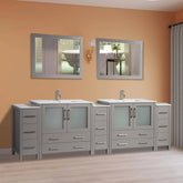 108 in. Double Sink Modern Bathroom Vanity Compact Set in Gray - Decohub Home