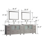 108 in. Double Sink Modern Bathroom Vanity Compact Set in Gray - Decohub Home