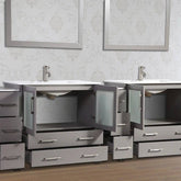 108 in. Double Sink Modern Bathroom Vanity Compact Set in Gray - Decohub Home