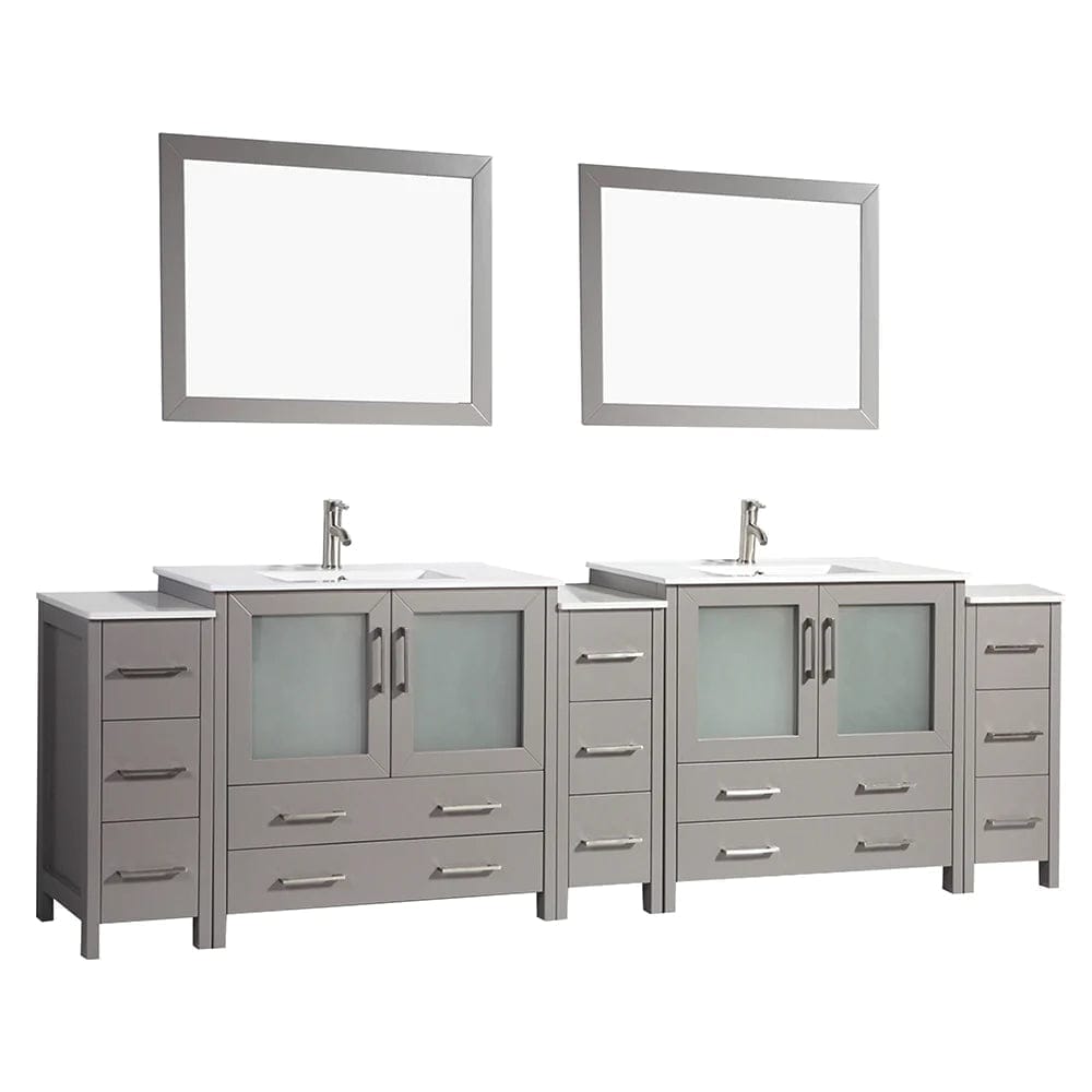 108 in. Double Sink Modern Bathroom Vanity Compact Set in Gray - Decohub Home