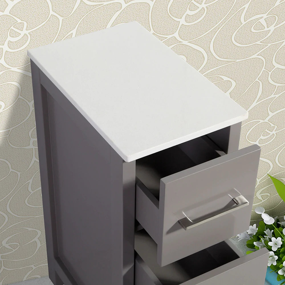 12 in. Bathroom Cabinet 3 Drawer Side Storage Organizer in Gray - Decohub Home