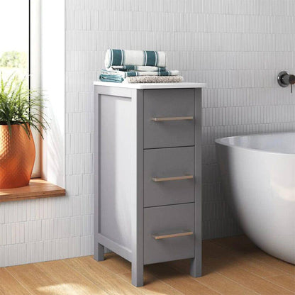 12 in Bathroom Cabinet 3 Drawer Side Storage Organizer in Gray - Decohub Home