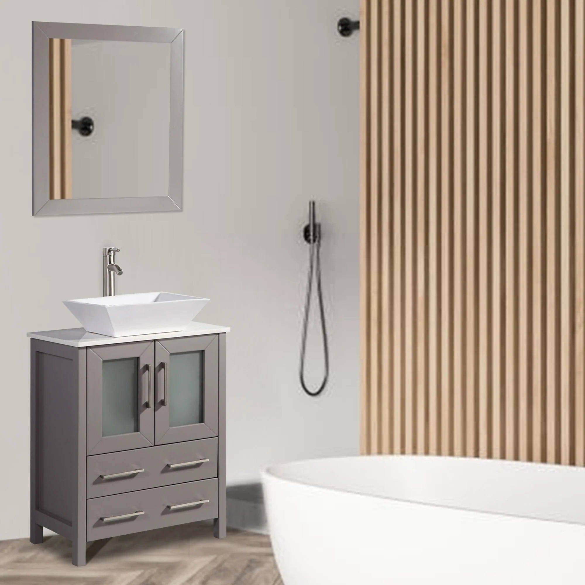 24 in. Single Sink Bathroom Vanity Combo Set in Gray - Decohub Home