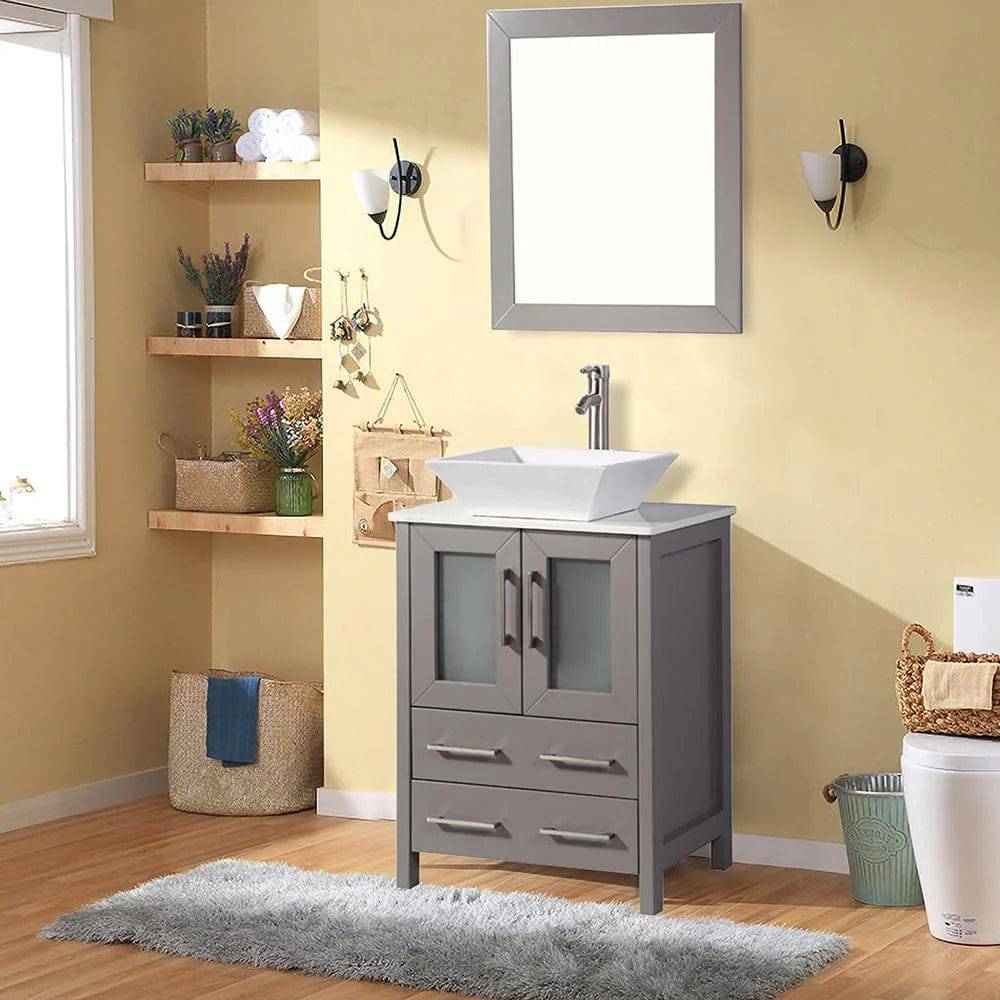 24 in. Single Sink Bathroom Vanity Combo Set in Gray - Decohub Home