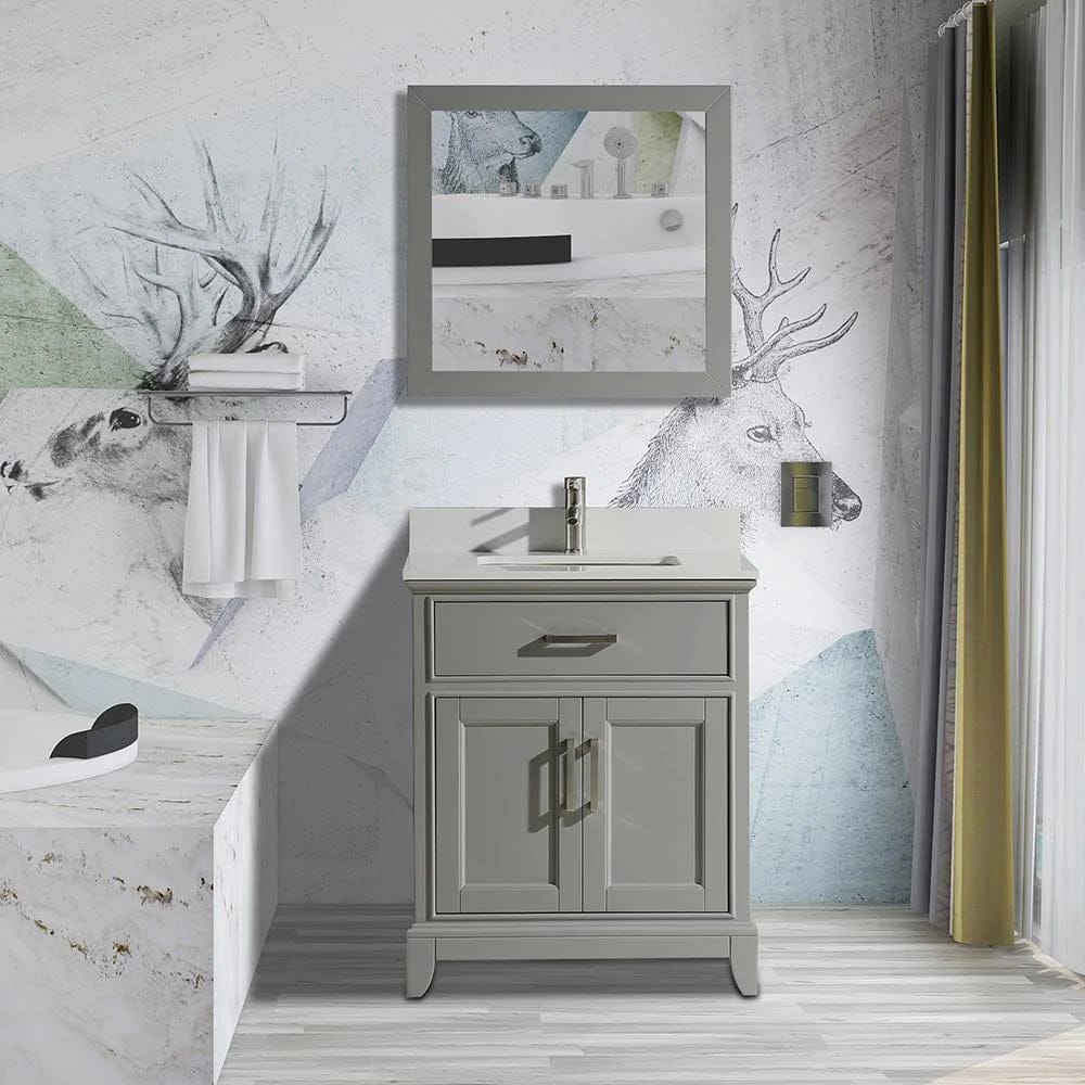 24 in. Single Sink Bathroom Vanity Set in Gray - Decohub Home