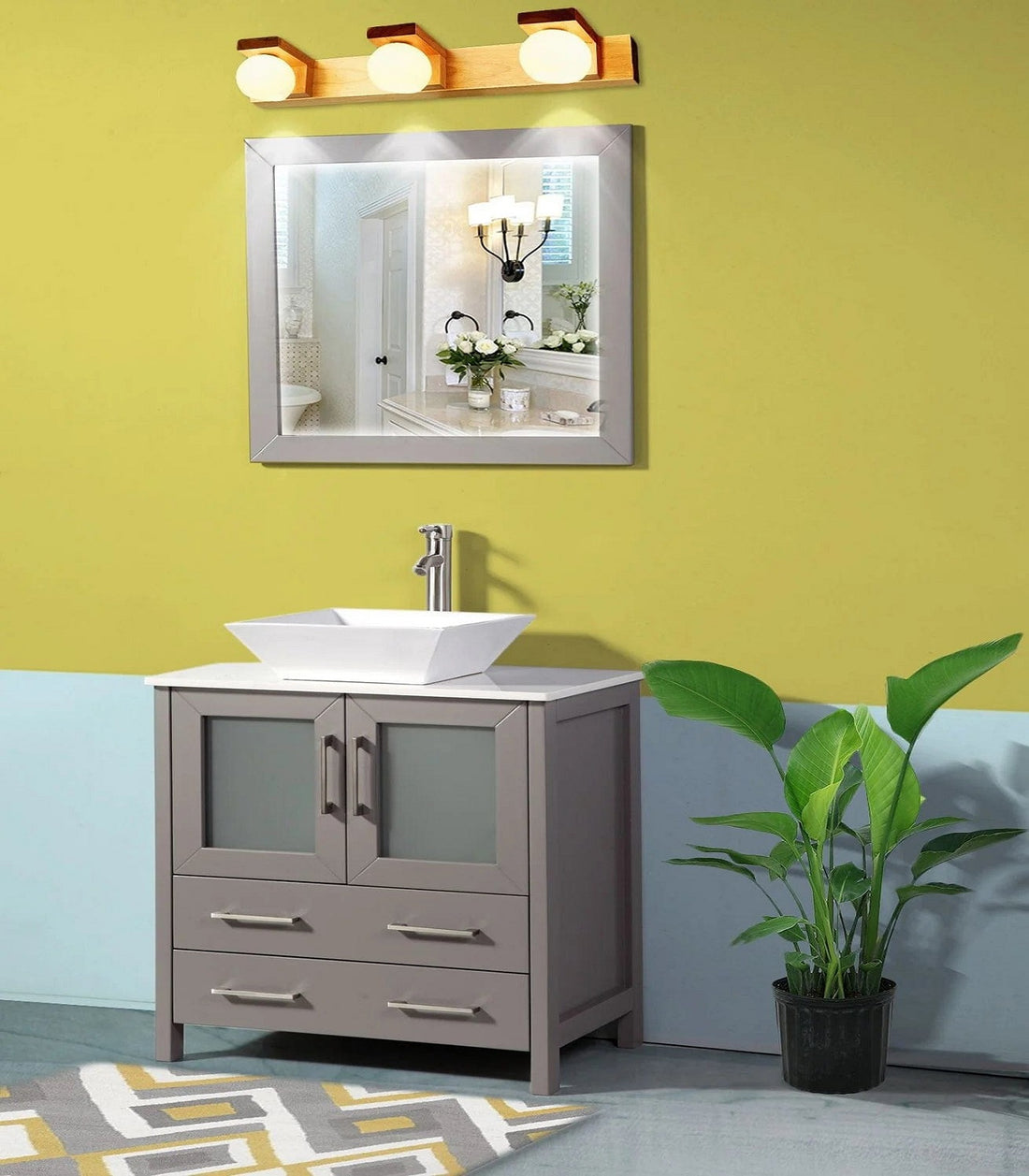 30 in. Single Sink Small Bathroom Vanity Set in Gray