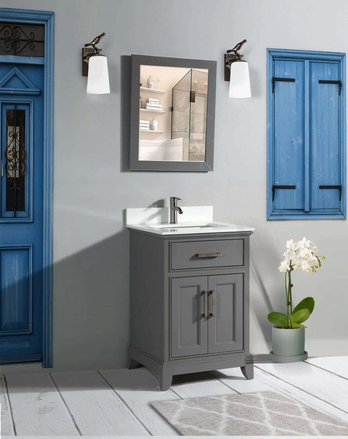 30 in. Single Sink Bathroom Vanity Set in Gray