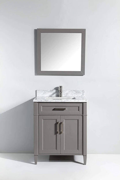 30 in. Single Sink Bathroom Vanity Set in Gray,Carrara Marble Stone Top - Decohub Home
