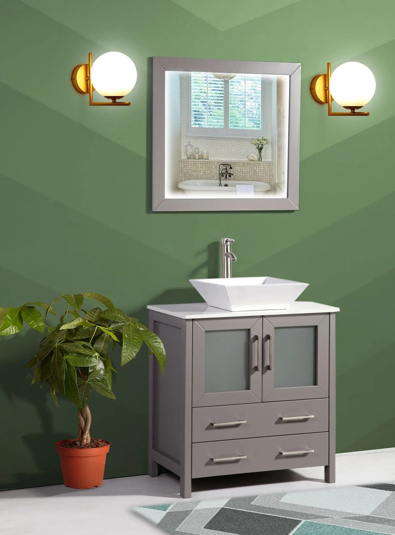 30 in. Single Sink Small Bathroom Vanity Set in Gray - Decohub Home