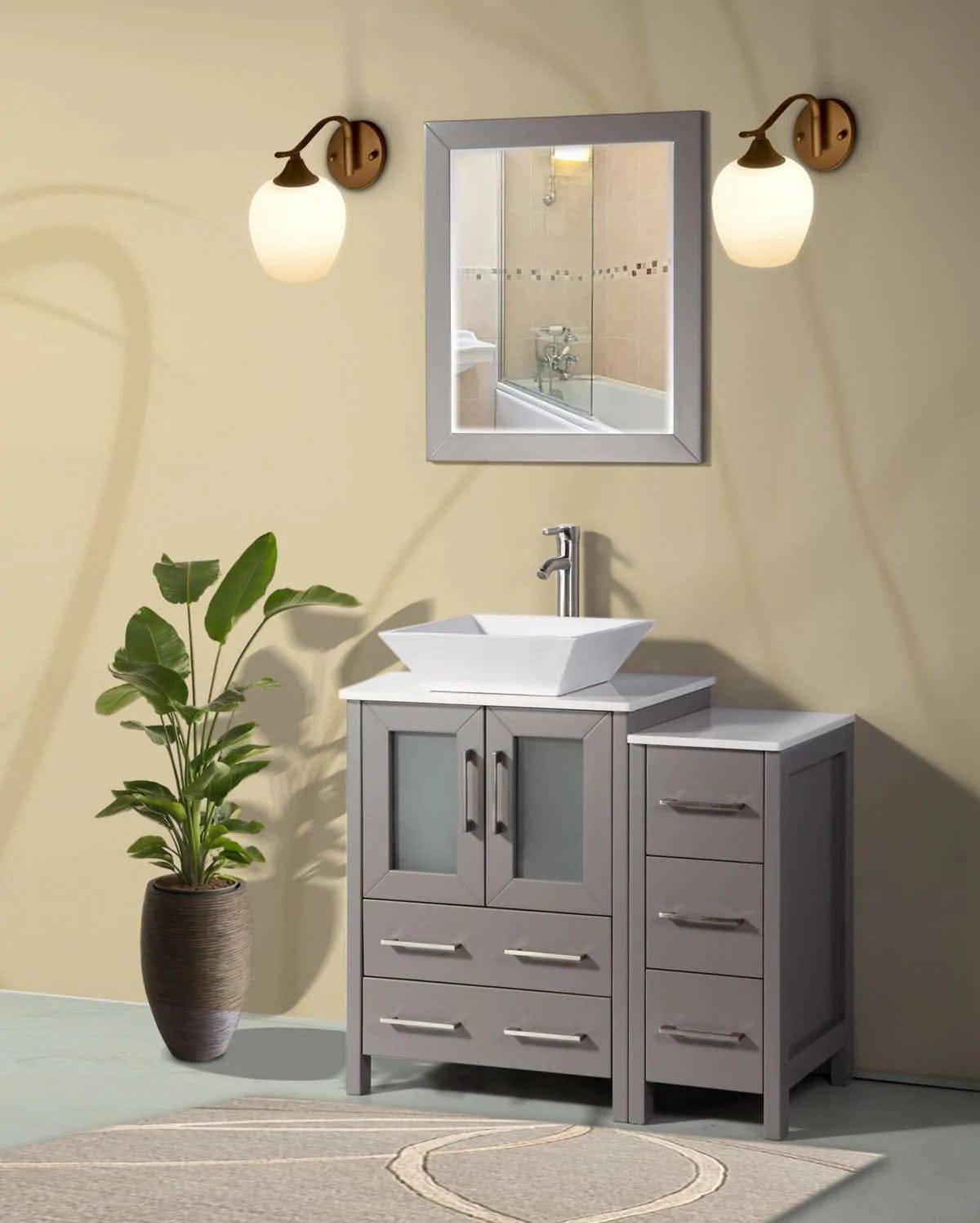 36 in. Single Sink Bathroom Vanity Combo Set in Gray - Decohub Home