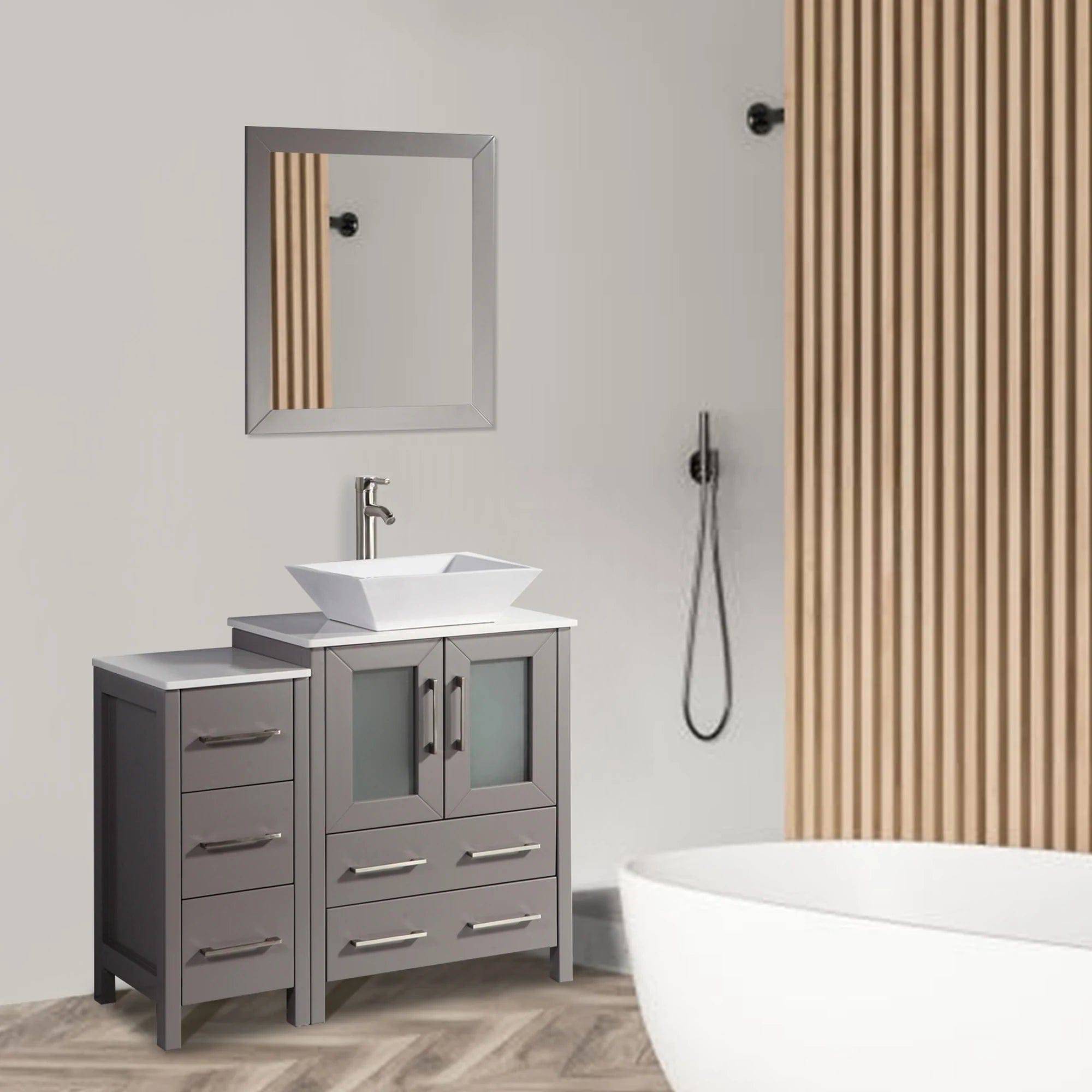 36 in. Single Sink Bathroom Vanity Combo Set in Gray - Decohub Home