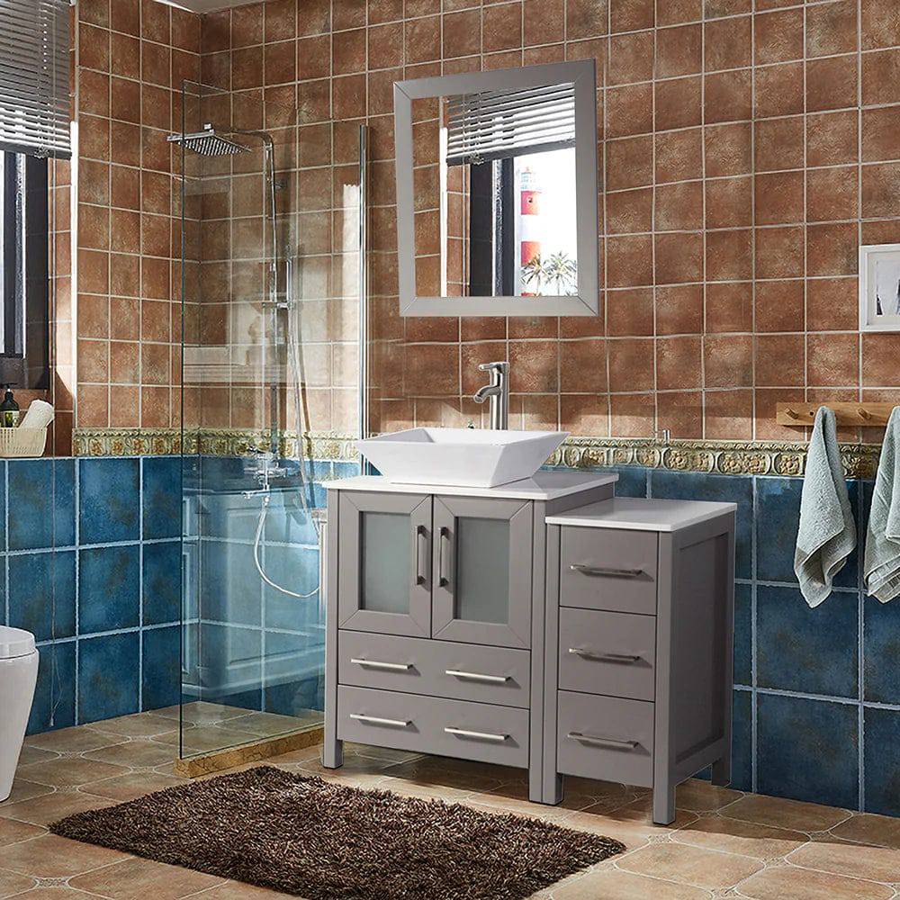 36 in. Single Sink Bathroom Vanity Combo Set in Gray - Decohub Home