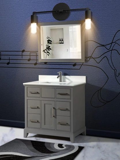 36 in. Single Sink Bathroom Vanity Set in Gray - Decohub Home