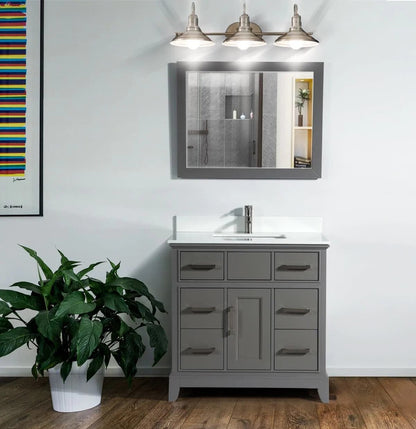 36 in. Single Sink Bathroom Vanity Set in Gray - Decohub Home