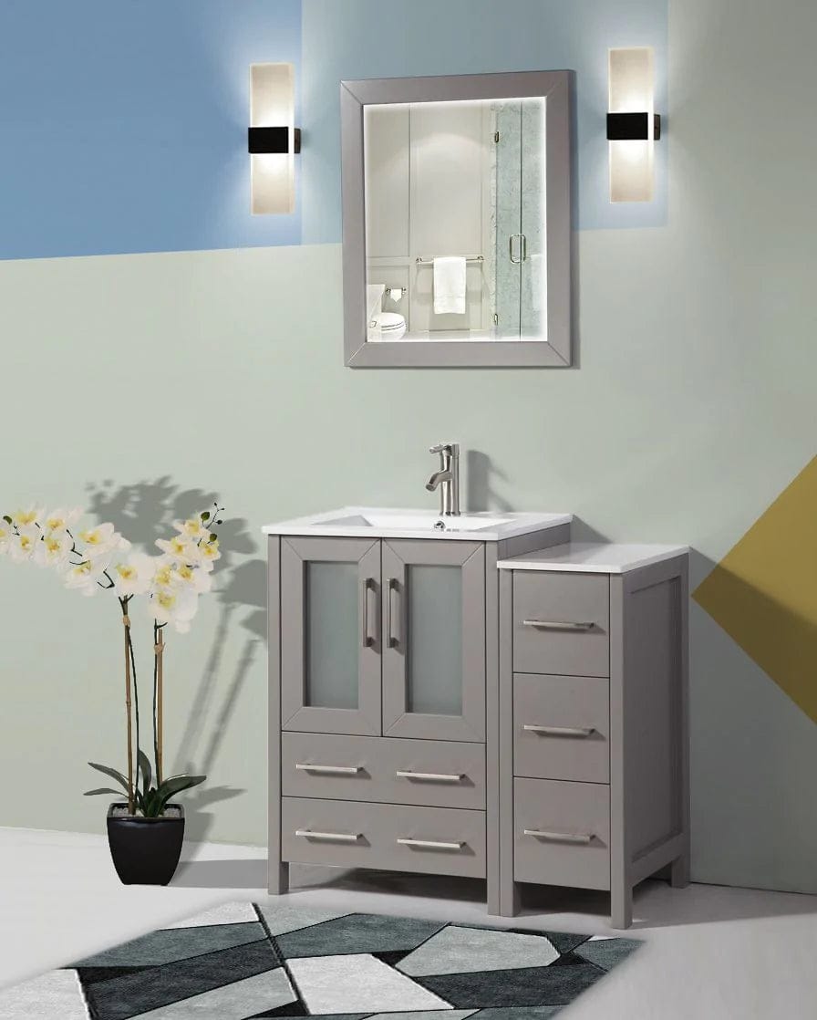 36 in. Single Sink Modern Bathroom Vanity Combo Set in Gray - Decohub Home