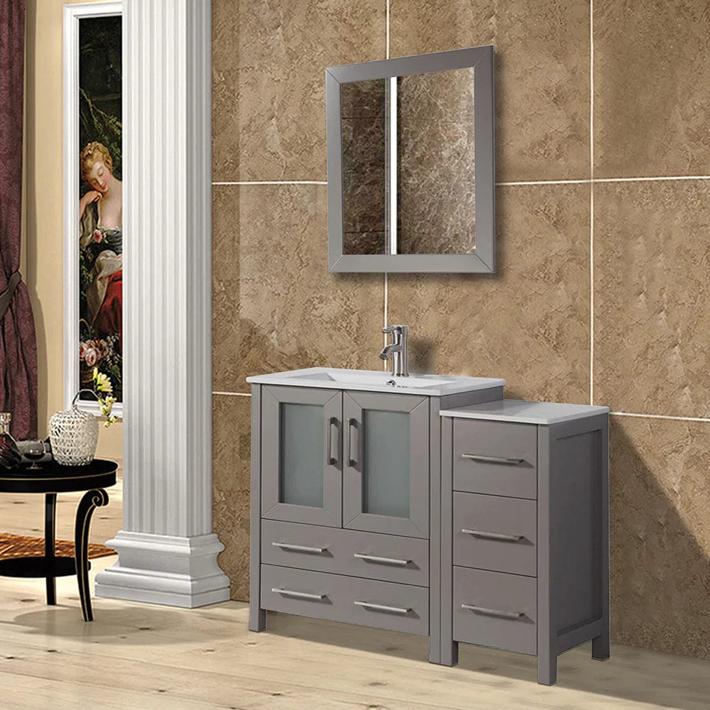 36 in. Single Sink Modern Bathroom Vanity Combo Set in Gray - Decohub Home