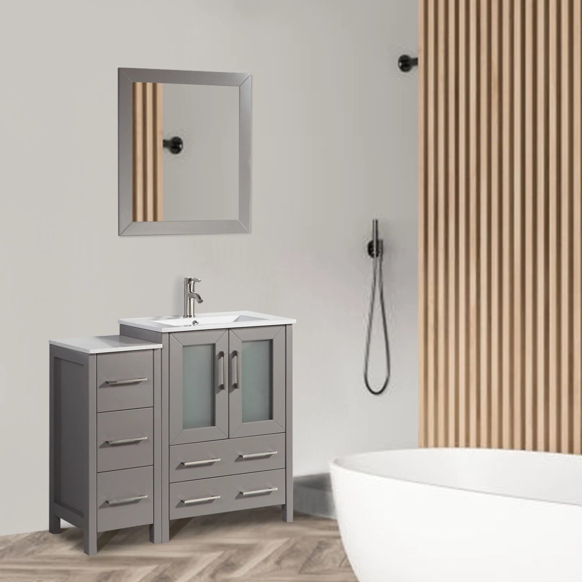 36 in. Single Sink Modern Bathroom Vanity Combo Set in Gray - Decohub Home