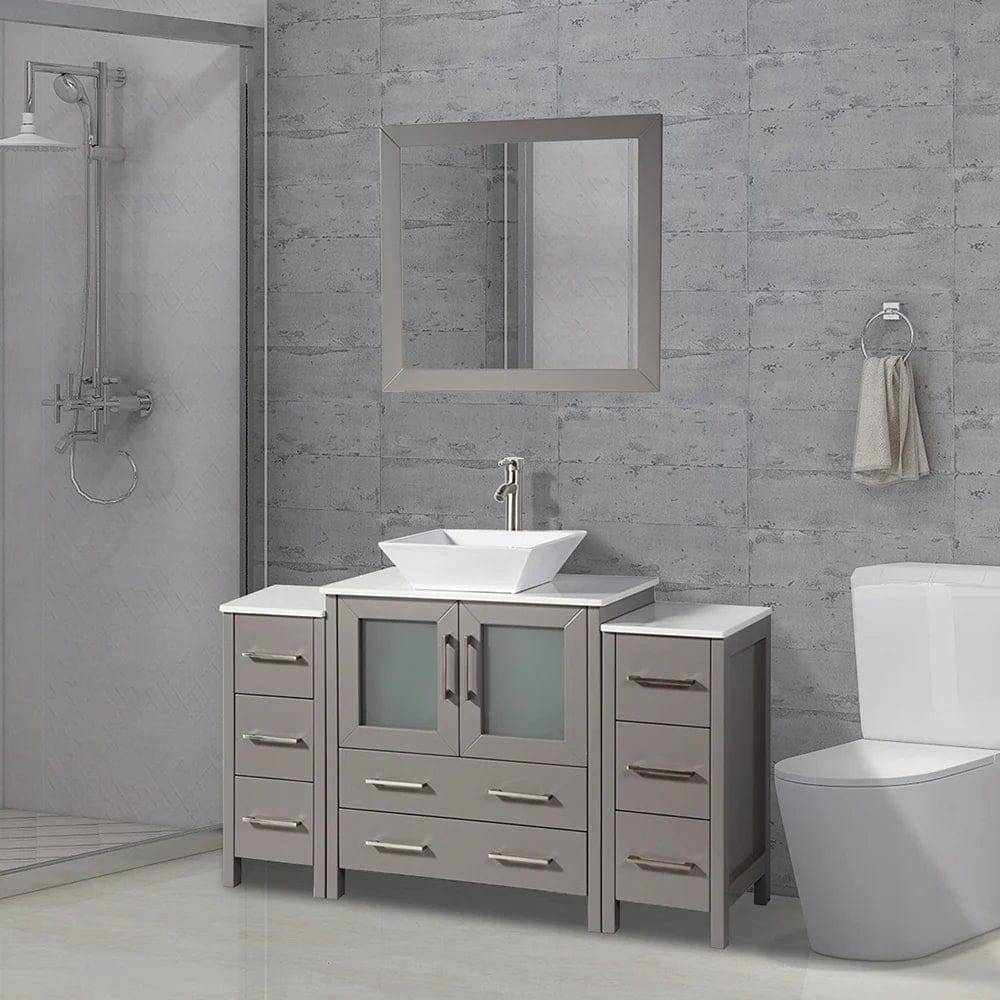 54 in. Single Sink Bathroom Vanity Combo Set in Gray