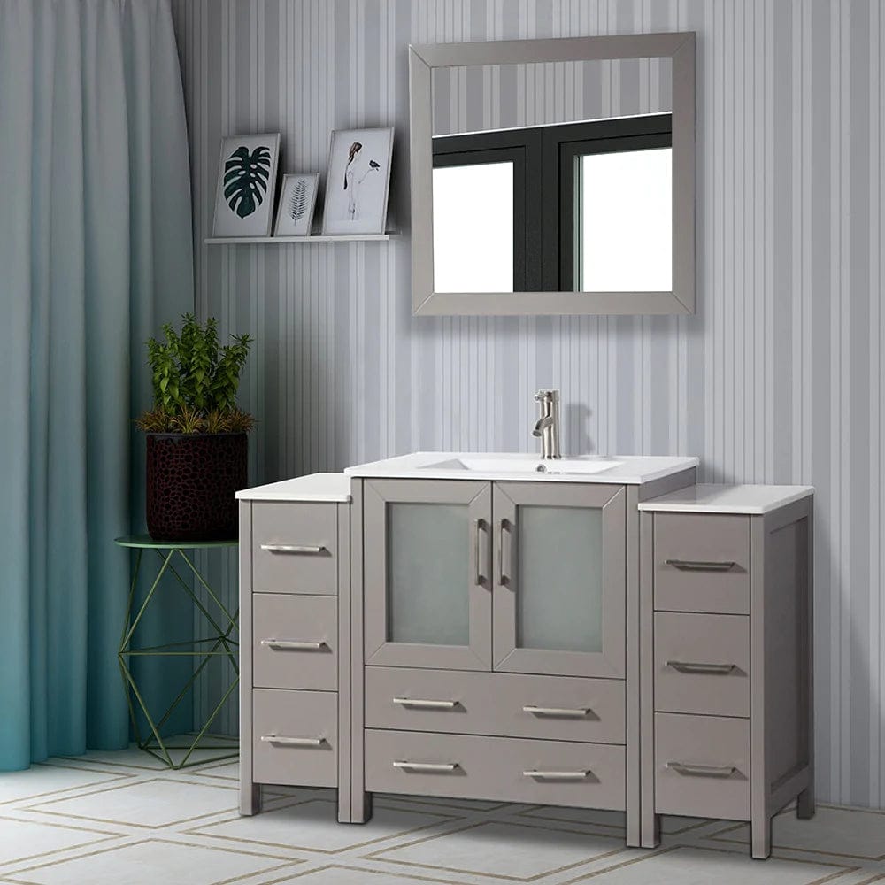 54 in. Single Sink Bathroom Vanity Combo Set in Gray - Decohub Home