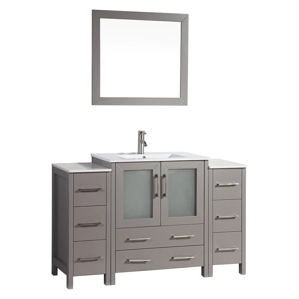 54 in. Single Sink Bathroom Vanity Combo Set in Gray - Decohub Home