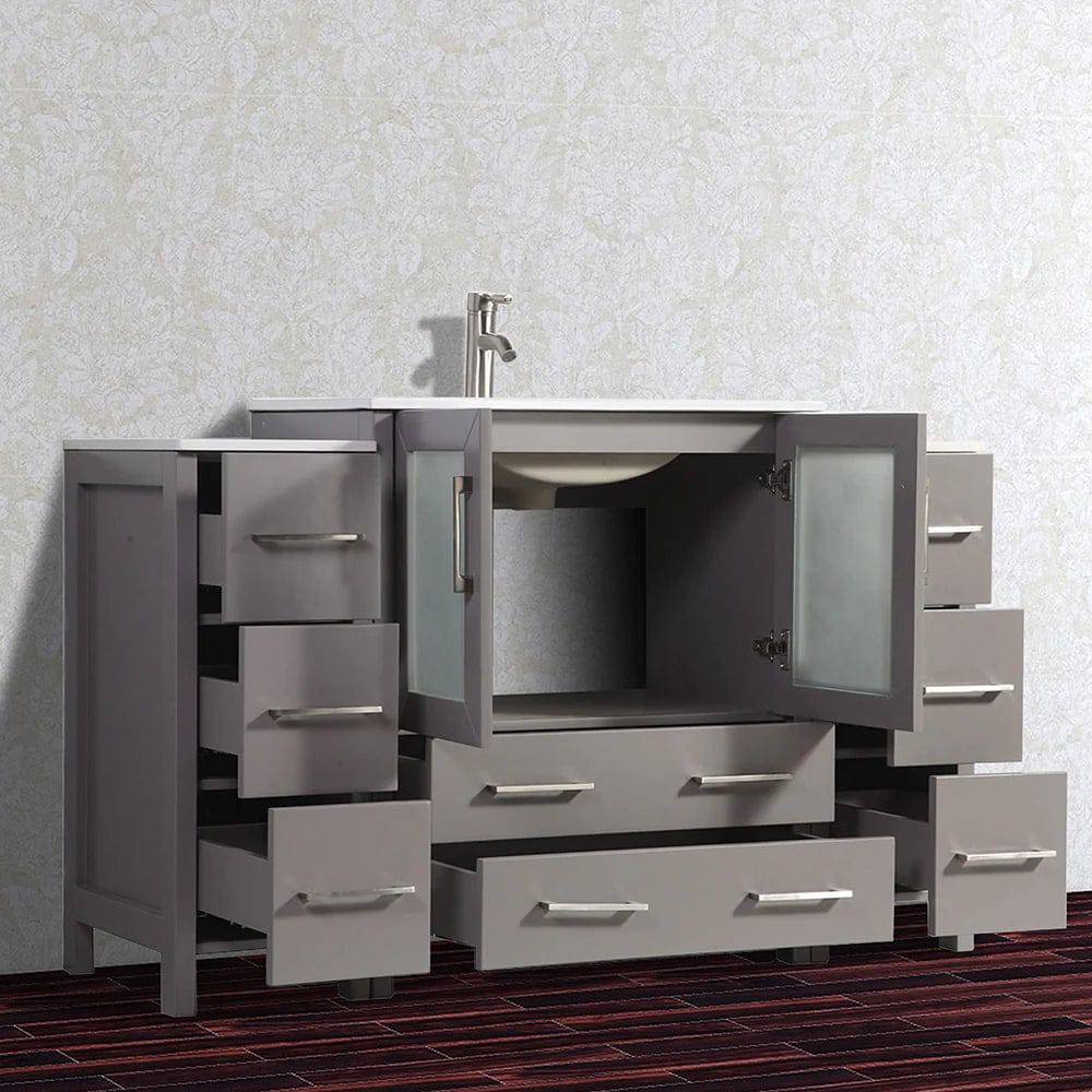 54 in. Single Sink Bathroom Vanity Combo Set in Gray - Decohub Home