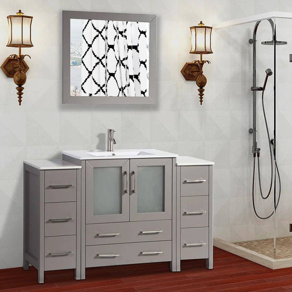 54 in. Single Sink Bathroom Vanity Combo Set in Gray - Decohub Home