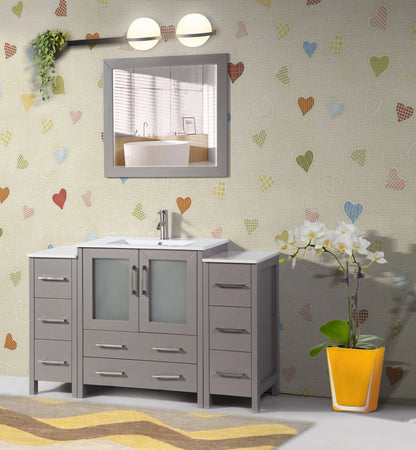 54 in. Single Sink Bathroom Vanity Combo Set in Gray - Decohub Home