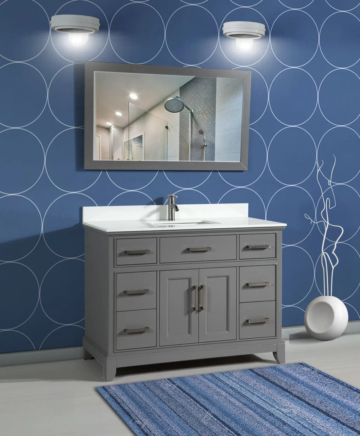 60 in. Double Sink Bathroom Vanity Set in Gray - Decohub Home