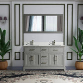 60 in. Double Sink Bathroom Vanity Set in Gray - Decohub Home
