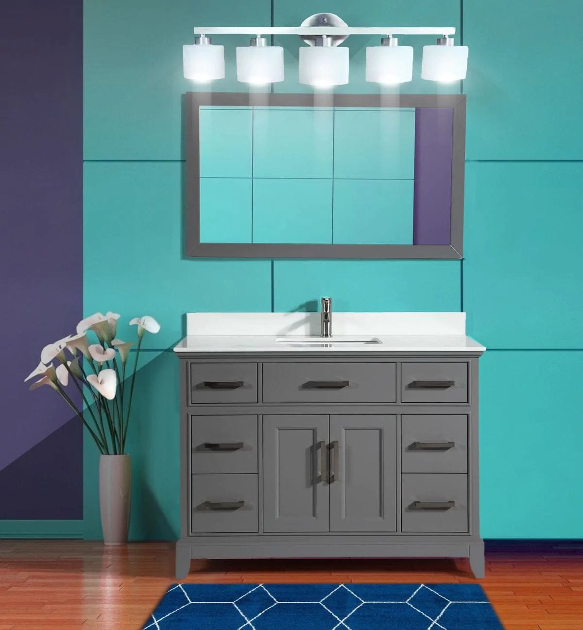 60 in. Double Sink Bathroom Vanity Set in Gray - Decohub Home